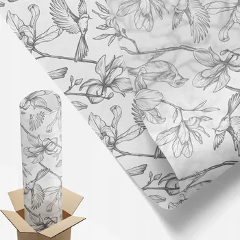 Obraz Okenní Fólie s S Potiskem 200x146 cm Ptáci a květiny