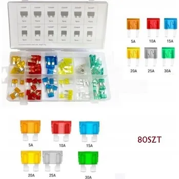 Autopojistky SADA AUTOMOBILOVÝCH POJISTEK PLOCHÝCH NOŽOVÝCH MINI 5A-30A 80ks