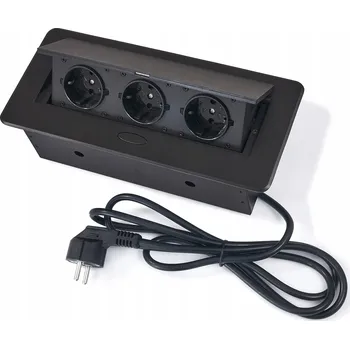 Elektrická zásuvka ZÁSUVKOVÝ PANEL DO STOLU VESTAVNÝ VÝSUVNÝ 3x 230V