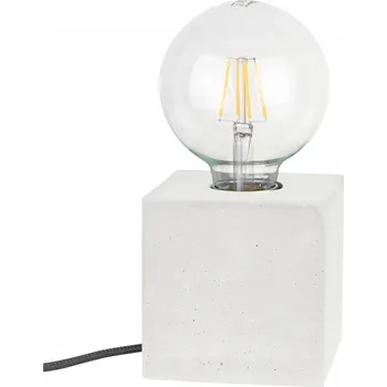 Lampička Silné čtvercové stolní svítidlo 1xE27 Max.25W Bílé betonové / Černý PVC kabel