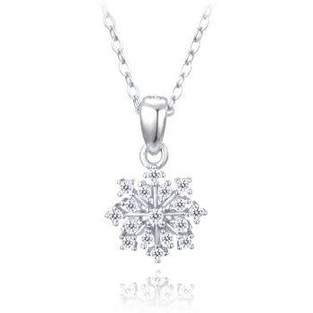 Náhrdelník MINET Stříbrný náhrdelník sněhová vločka se zirkony