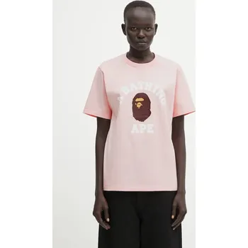 Dámské tričko Bavlněné tričko A Bathing Ape College, S, růžová, 03X