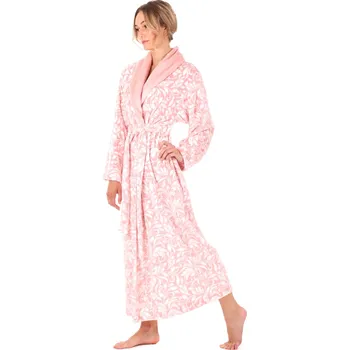 Dámský župan dámský župan Flora se šálovým límcem M Růžová perla vzor