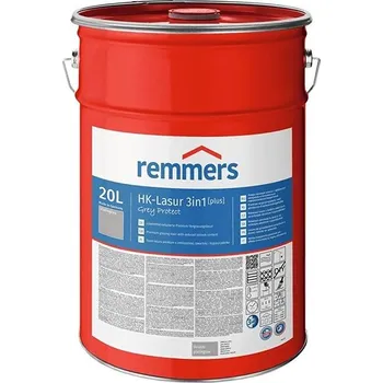 Lak na dřevo Remmers HK Lazura 3 v 1 Grey protect [plus] 20 l, platingrau / platinově šedá