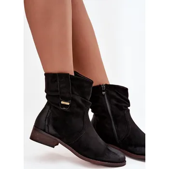 Dámské kozačky EVENTO Dámské kotníkové boty na nízkém podpatku s mačkáním vyhřívané Gracia Barva: Černá, Velikost: 37