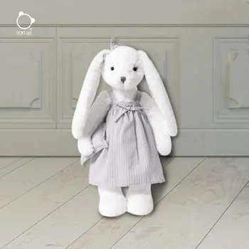 plyšák Plyšový polštář králíček v pyžamu, bílý - mazlivá hračka pro děti, společník na spaní, dárek