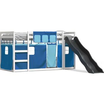 Dětská postel Bílá dřevěná patrová postel se skluzavkou, rozměry 205,5 x 97,5