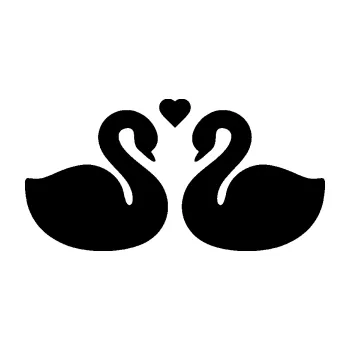 Samolepící dekorace SAMOLEPKA Zamilované labutě 001 se srdíčkem (01 - černá) NA AUTO, NÁLEPKA, FÓLIE, POLEP, TUNING, VLASTNÍ TEXT, TISK, AUTOSAMOLEPKY.cz, POLEPY, OBRÁZEK, LOGO, SAMOLEPKY