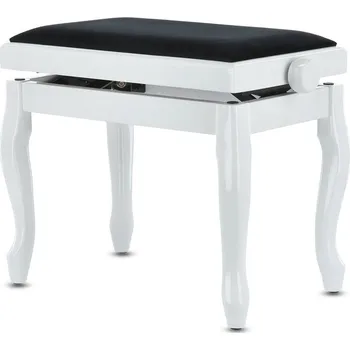 Gewa Židle ke klavíru Deluxe Classic - bílý vysoký lesk, sedák černý