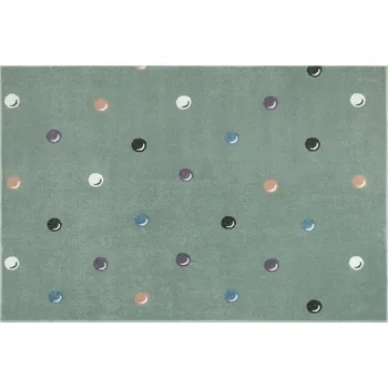 Koberec KOBEREC DĚTSKÝ ZELENÝ BAREVNÝ TEČKY MĚKKÝ DO POKOJE LIMA 200x200 cm