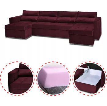 Sedací souprava Rohová Sedací Souprava Varius BIG rozkládací s úložným prostorem Family meble bordó (vínová)