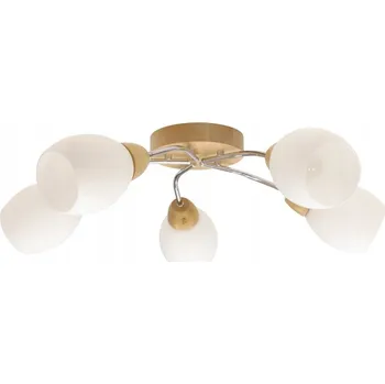 Santa Stropní Svítidlo 5xE27 Max.60W Bříza/Chrom Kov/Bílé skleněné stínidlo