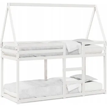 Dětská postel Bílá patrová dětská postel se střechou z masivního borovicového dřeva 205