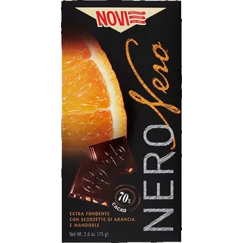 Čokoláda NOVI NERO pomarančová s mandlemi (Nero Arancia e Mandorle) 70% 75g