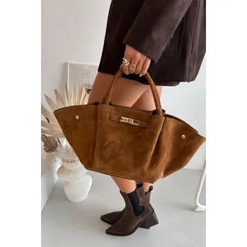 Kabelka Boto Kožená kabelka z přírodního semiše Fiorenza Barva: Béžová 1, Velikost: ONE SIZE