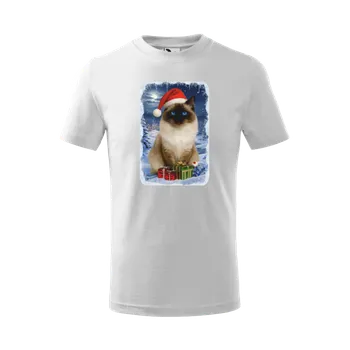 Chlapecké tričko ON-DESIGN Vánoční tričko pánské/dětské Ragdoll kočka Velikost: 158 cm/12 let, Barva: bílá