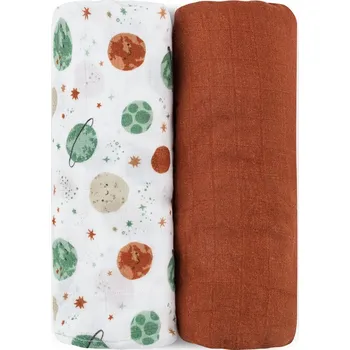 látková plena Petite & Mars Přikrývka bambusová mušelínová 2 ks 120 x 120 cm Misty Petite&Mars Celestial Planets