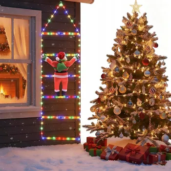 Vánoce Svatý Mikuláš na žebříku, vánoční dekorace, LED osvětlení, 6 žebříků