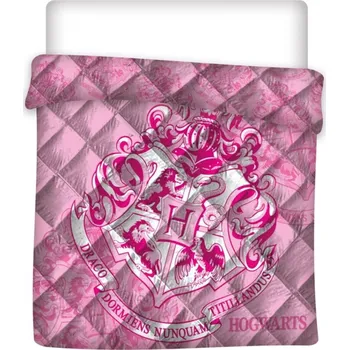 Přehoz na lůžko Prošívaný přehoz na postel Harry Potter Bradavice růžový 240x220cm