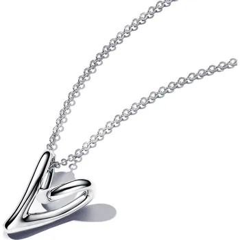 Oblečení a móda PANDORA stříbrný náhrdelník s přívěskem Srdce s organickým tvarem