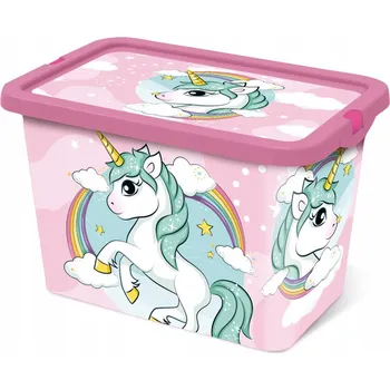 Úložný box Krabička na hračky s víkem UNICORN Jednorožec 7L 18.5x19.2x28.7 cm