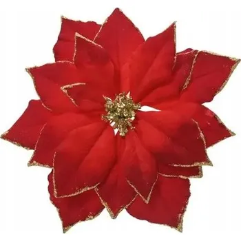 Vánoční dekorace Vánoční hvězda červená se třpytkami 24 cm