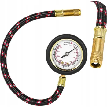 Měřič tělesných funkcí Manometr / tlakoměr na pneumatiky s flexibilní hadicí, 0-11 bar