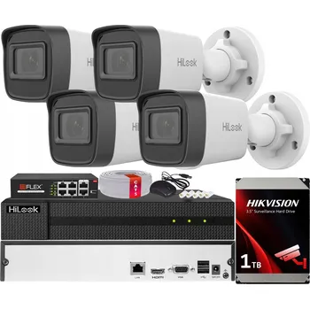 Bezpečnostní kamera SADA MONITORINGU POE 4x KAMERA IPC-B121H-C 2MPx Hilook Hikvision HDD 1TB