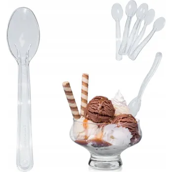 Příbor Plastové dezertní lžičky transparentní příbory 50 ks