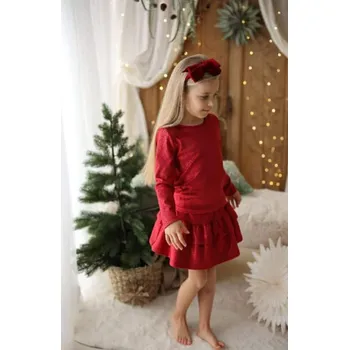 Dívčí kalhoty Stylová sametová dívčí blůzka Bordo-Lily Grey 104 / 4 roky