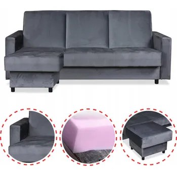 Sedací souprava Rohová Sedací Souprava Alice s taburetem rozkládací pohovka Family Meble šedá