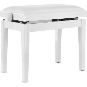 Klávesový nástroj GEWA Klavírní stolička Deluxe Vinyl - bílý lesk, sedák bílá koženka