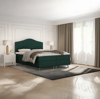 Postel SFAB Kontinentální čalouněná postel MARS (160x200 cm) Látka Velutto: Velutto 10 - Zelená