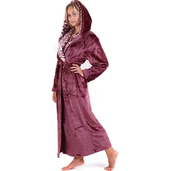 Dámský župan dámský župan Flora s kapucí S Mauve Wine