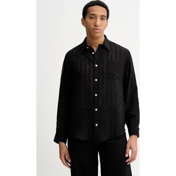 Pánská košile Košile AllSaints pánská, černá barva, regular, s klasickým límcem, M025SD 99X, vel. M