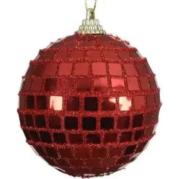 Vánoční dekorace Vánoční Koule na vánoční stromek, nerozbitná, ozdobná pěnová, červená, koule DISCO 8 cm 1 Ks
