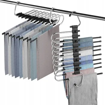 Věšák ŠATNÍ RAMÍNKO 9V1 KOVOVÝ 2KS, TELESKOPICKÝ NA SUKNĚ, SNADNÁ MONTÁŽ