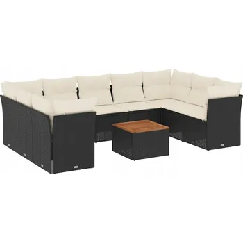 Sedací souprava Modulární sedací souprava z PE ratanu, černá, 62x62x69 cm, 55x55x37