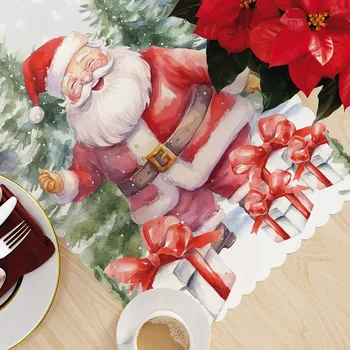 ubrus MIKULÁŠ Běžec voděodolný 38x140cm vánoční běhoun na stůl pro Vánoce