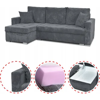 Sedací souprava Rohová Sedací Souprava Bonito rozkládací s funkcí spaní Family Meble manšestr světle šedá