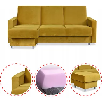 Sedací souprava Rohová Sedací Souprava Alice s taburetem rozkládací pohovka Family Meble žlutá