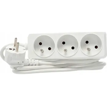 Napájecí kabel Prodlužovací Kabel přívod Křeček 1,5 m 3 ks zásuvky bílý