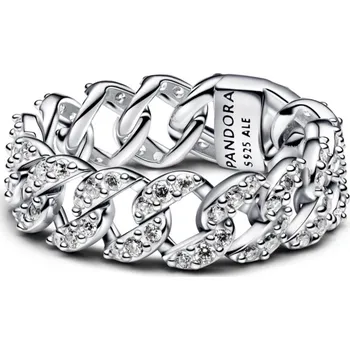 Řetízek PANDORA prsten Kubánský řetízek s pavé 52