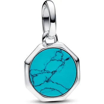 Oblečení a móda PANDORA tyrkysově modrý mini medailonkový přívěsek ke gravírování