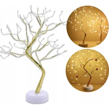 Vánoční dekorace LED STROMEK BONSAJ LAMPičKA 51 CM ZLATÝ VÁNOČNÍ STROMEK SVÍTÍCÍ USB