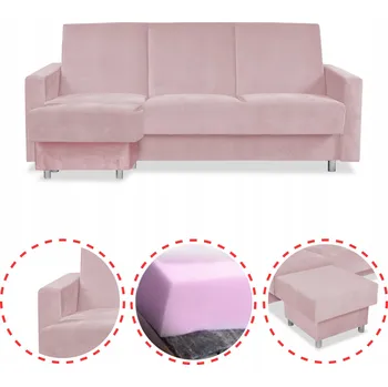Sedací souprava Rohová Sedací Souprava Alice s taburetem rozkládací pohovka Family Meble růžová