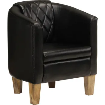 Křeslo vidaXL Klubové křeslo pravá kůže [321869] Barva: Tmavě černá