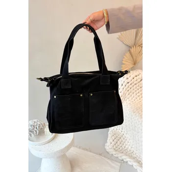 Kabelka Boto Kožená semišová kabelka s kapsami Zephina Barva: Černá, Velikost: ONE SIZE