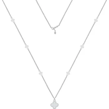 Náhrdelník Argento 92082 Stříbrný náhrdelník - čtyřlístek, perleť, délka 43 až 46 cm
