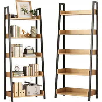 Knihovna Regál Rebiko 63 cm x 158 cm x 30 cm, buk světlý, černý, dub světlý